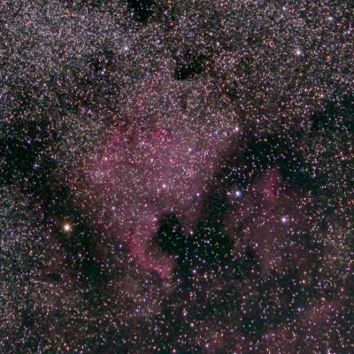 NGC 7000, Nébuleuse Nord Amérique, 24 poses de 60 sec, 800 iso, 200mm